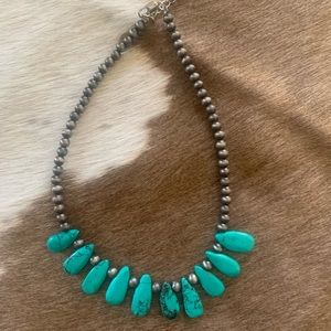 Faux turquoise and Navajo pearl necklace